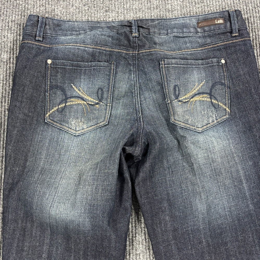 L.e.i.‎ Ashley Trouble Skinny Jeans Junior 17 Blue Indigo Denim Embroidered - Picture 13 of 16